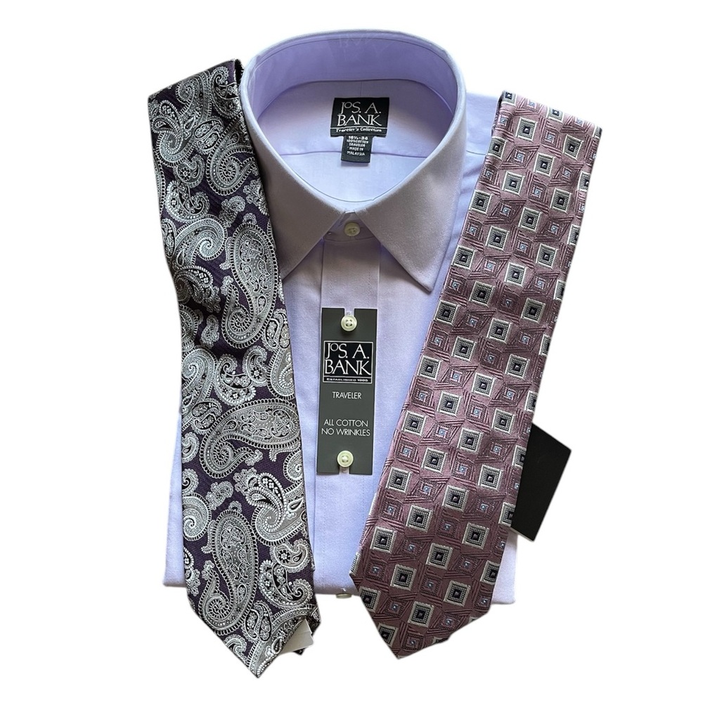 Jos. A. Bank Traveler Dress Shirt + Matching Ties